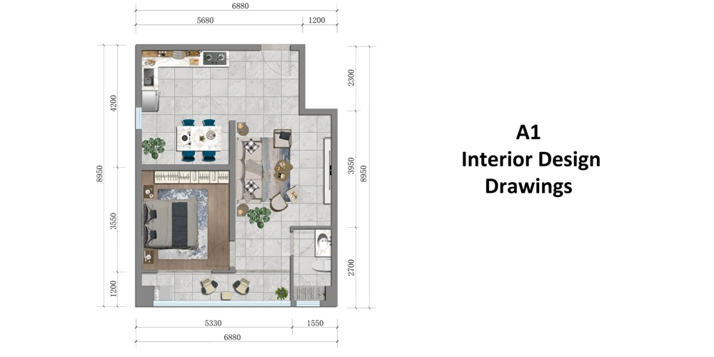 Maylan Park Type A 1-bedroom 66 sqm interior design view 1